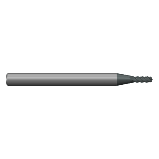 MPL4BD1 .013 Ø .039 x 1-1/2 x 1/8 4 Flute Ball End Multi-Purpose Carbide Micro End Mill PVD Diamond